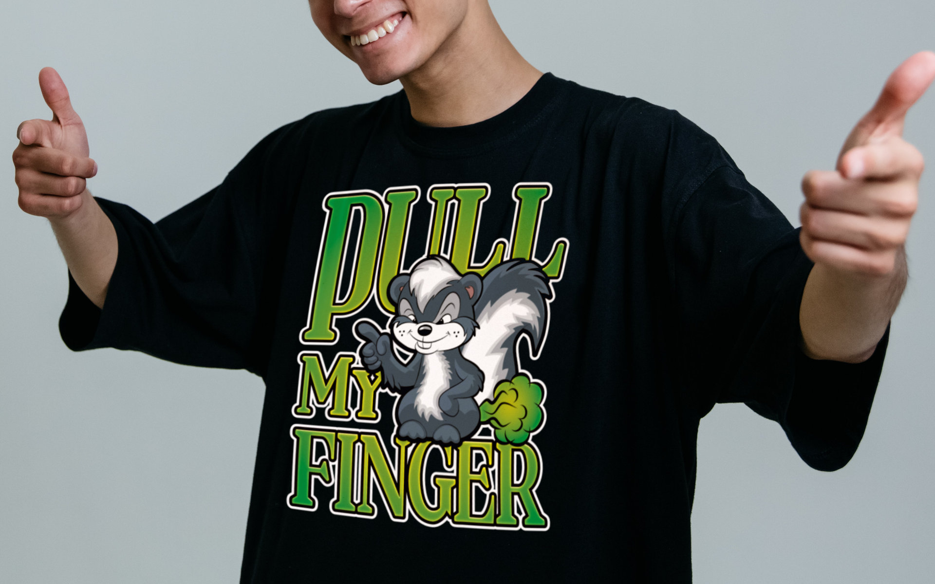 Stinky Skunk Pull My Finger Cartoon Fart Joke - hero